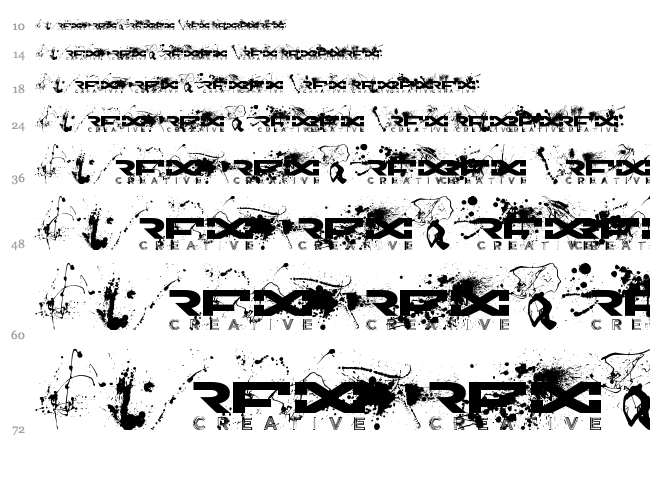 RFX Splatz font waterfall
